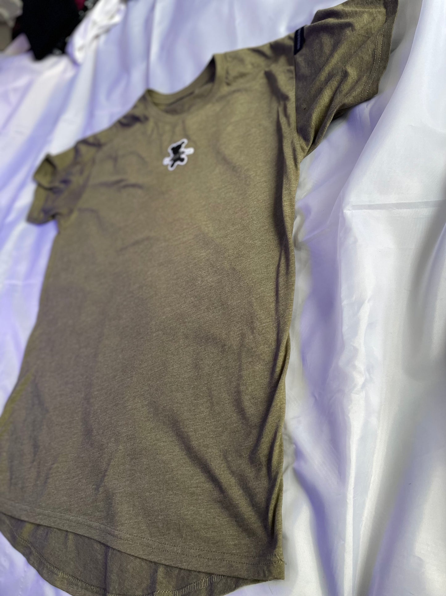 Long Body Heather Olive(Bear)Short Sleeve T-Shirt