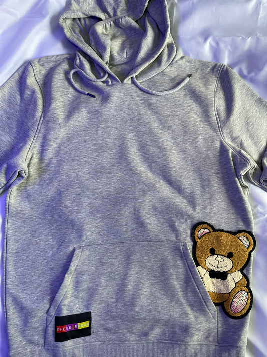 SheBearWear Heather Grey ‘Pocket Bear’ Hoodie