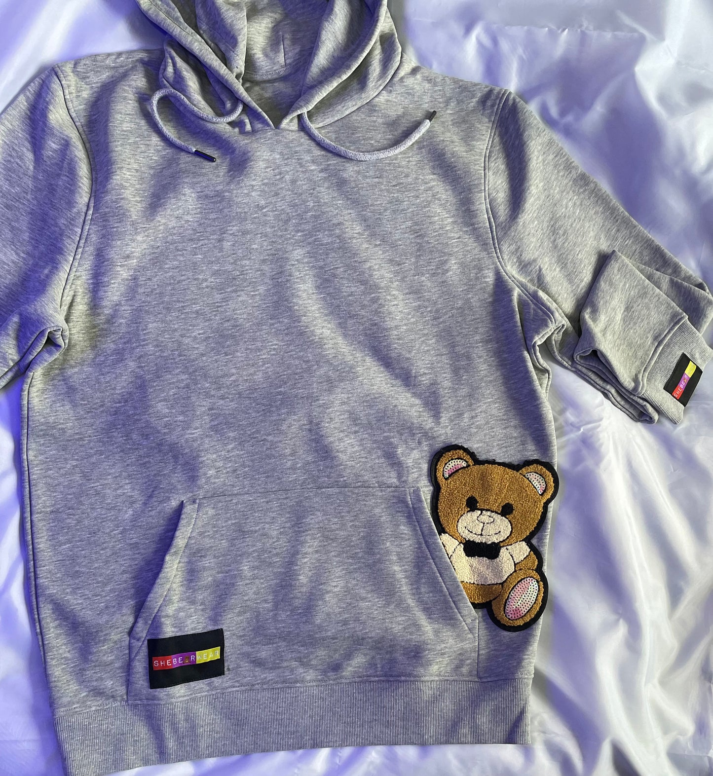 SheBearWear Heather Grey ‘Pocket Bear’ Hoodie