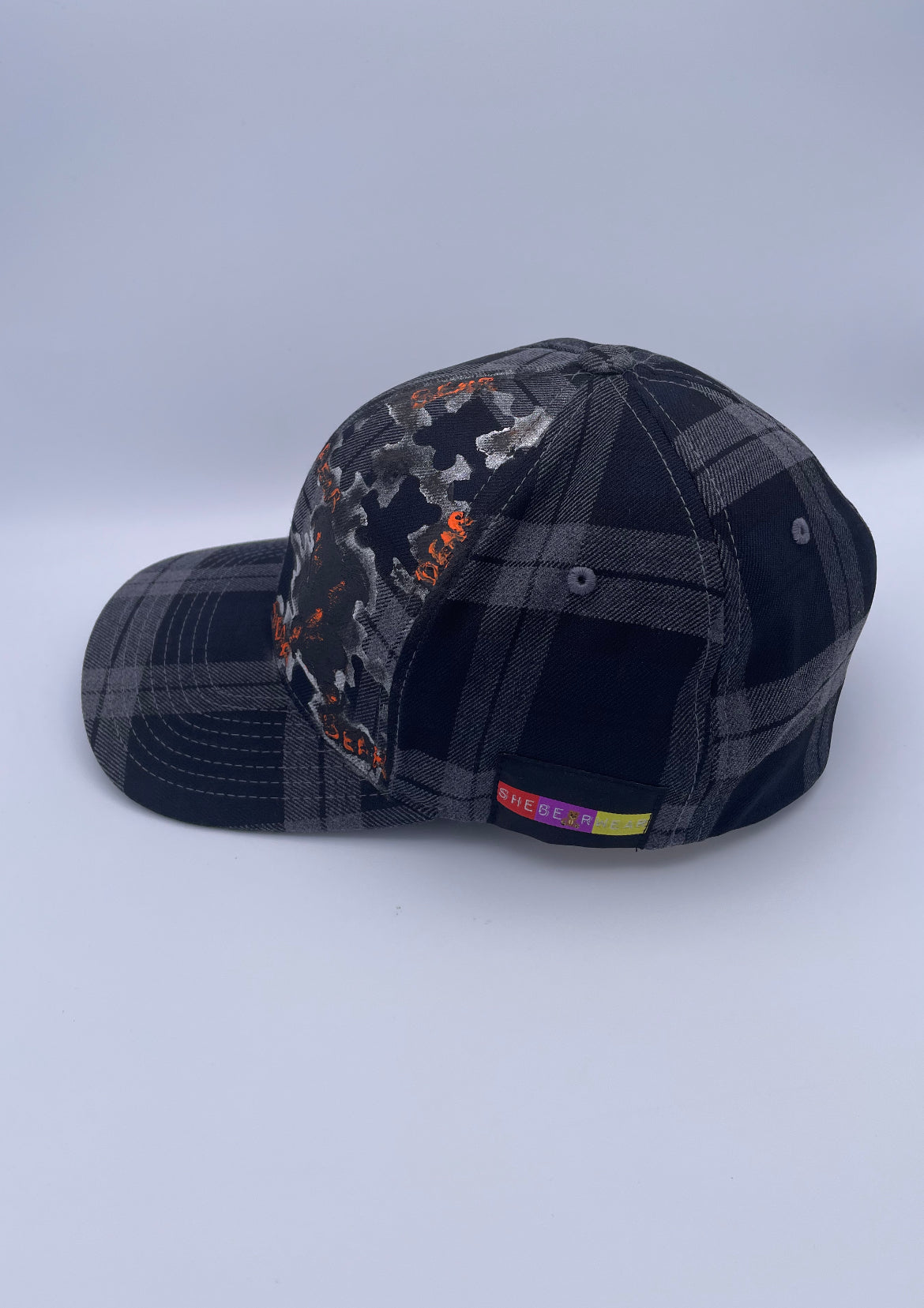 Bear Graffiti Tartan Plaid Fitted Cap