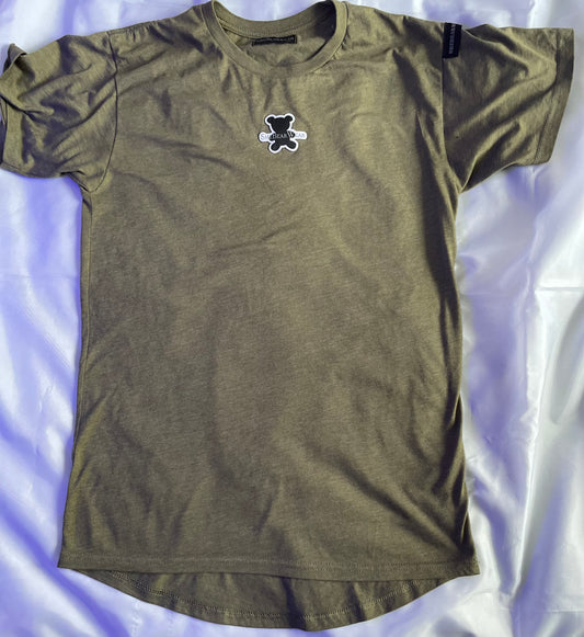 Long Body Heather Olive(Bear)Short Sleeve T-Shirt