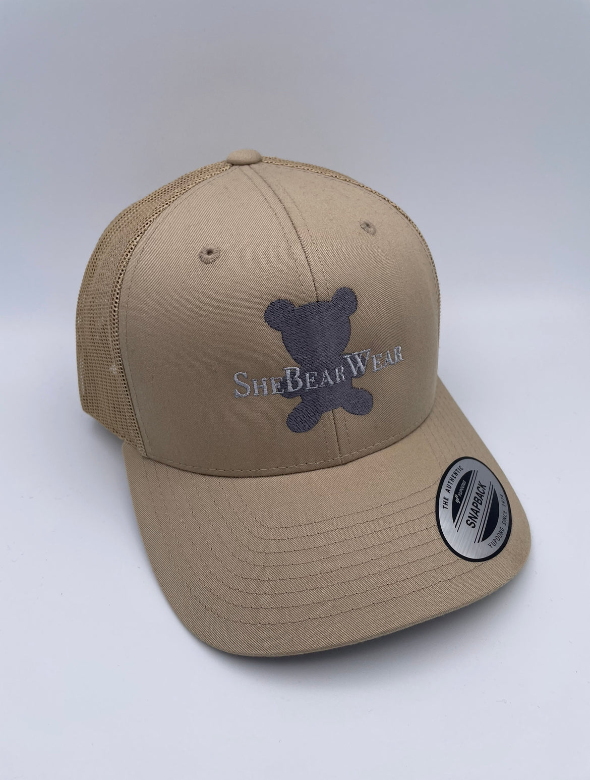 Khaki Silver Bear SnapBack Cap