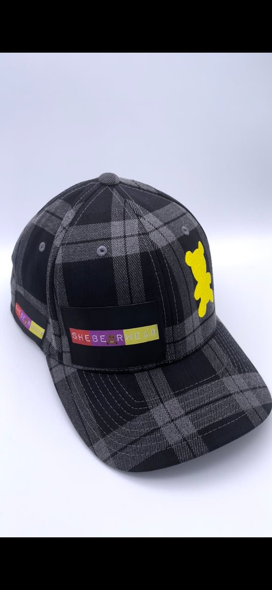 Grey and Black Tartan Plaid Fitted Cap