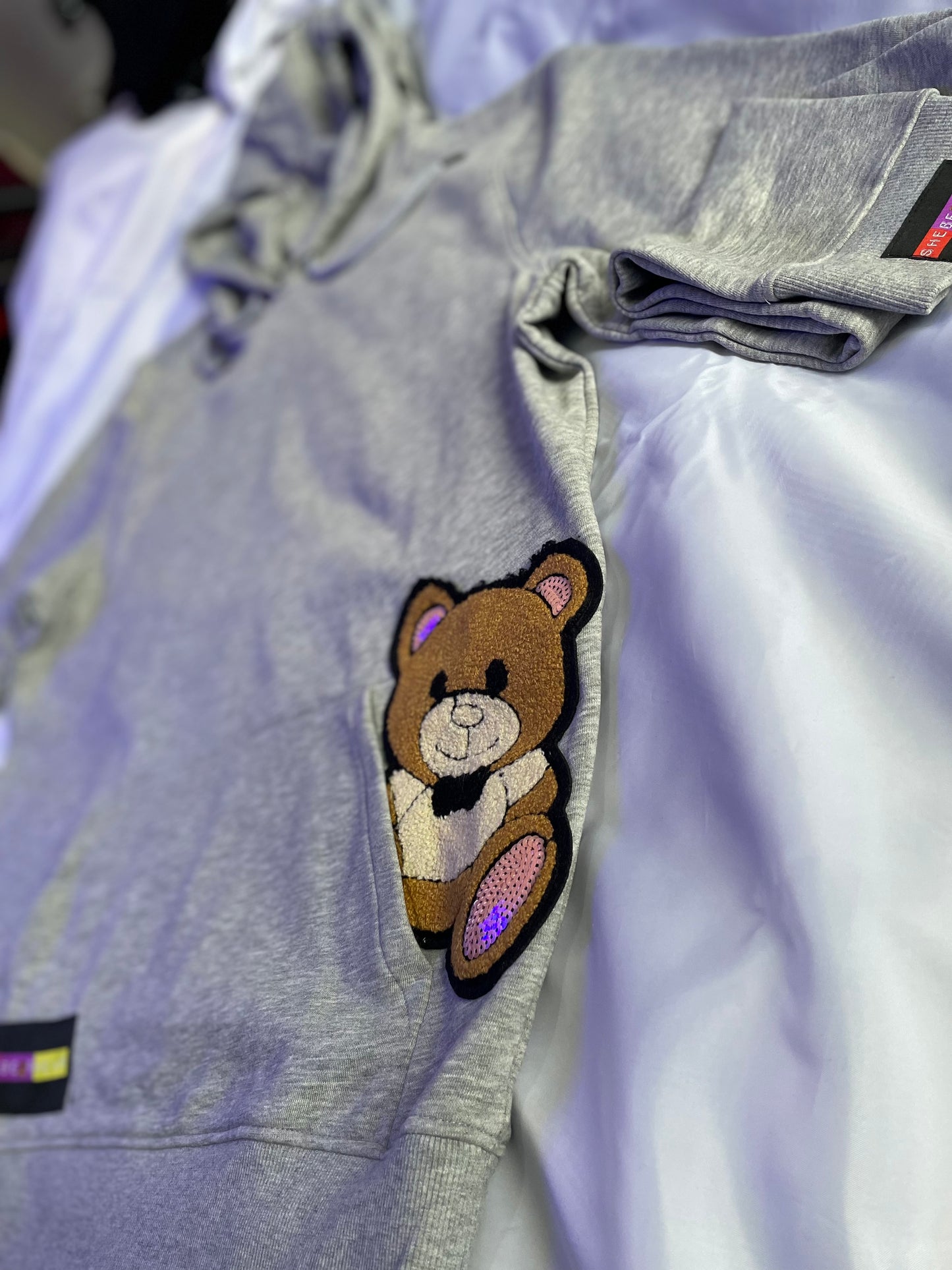 SheBearWear Heather Grey ‘Pocket Bear’ Hoodie