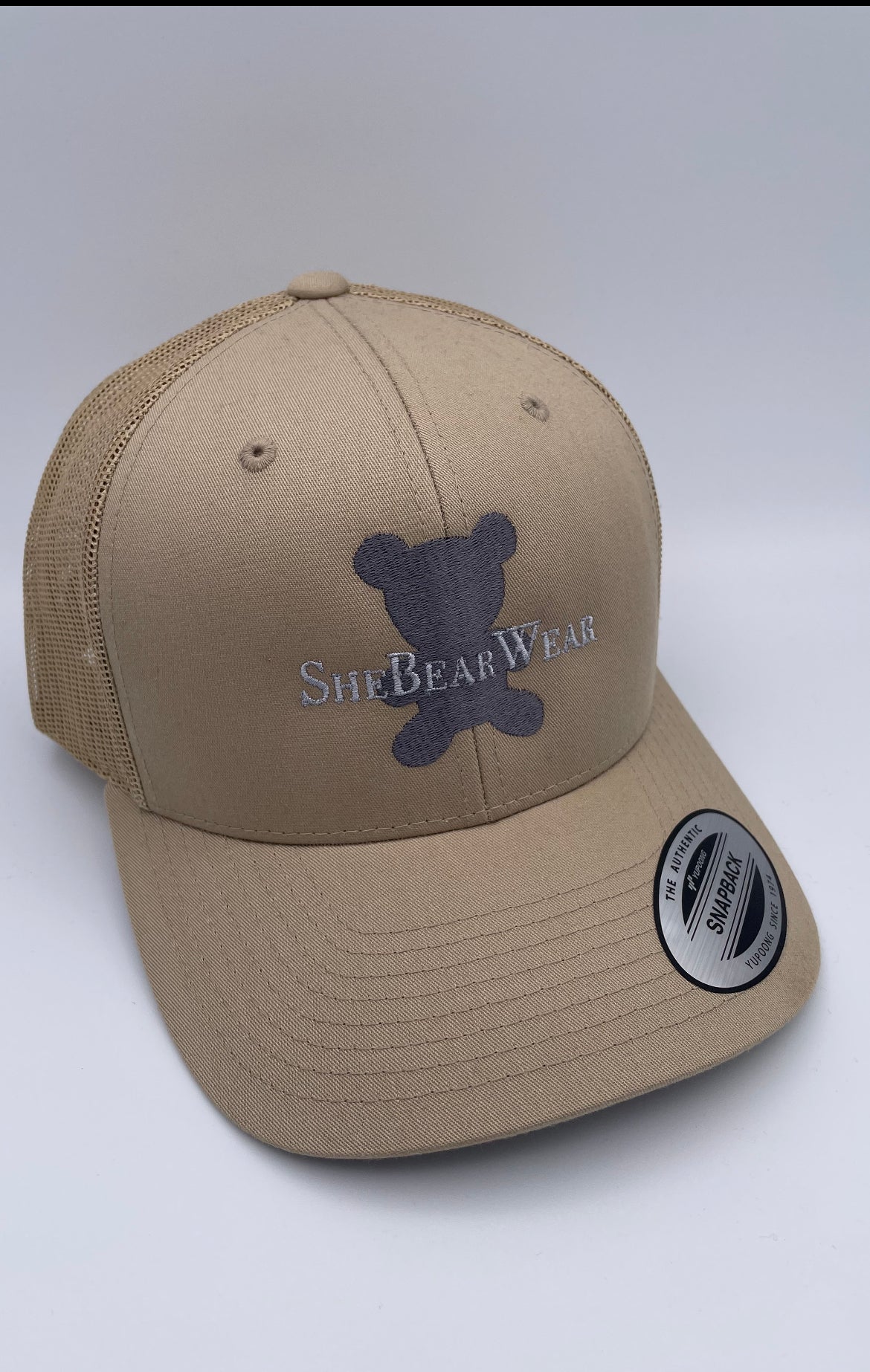 Khaki Silver Bear SnapBack Cap